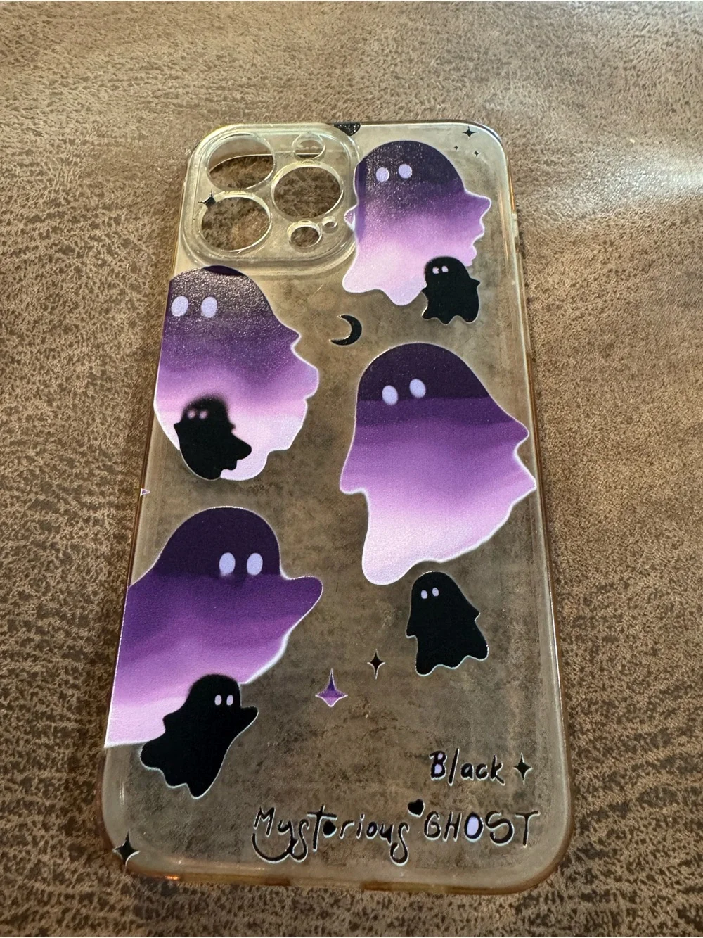 Purple Ghost Clear Phone Case for iPhone - Mysterious Ghost Design